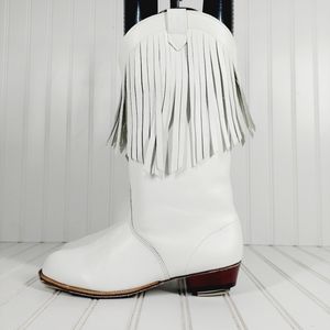 Dancerwear Usa White Leather Fringe Tap Boots 633
